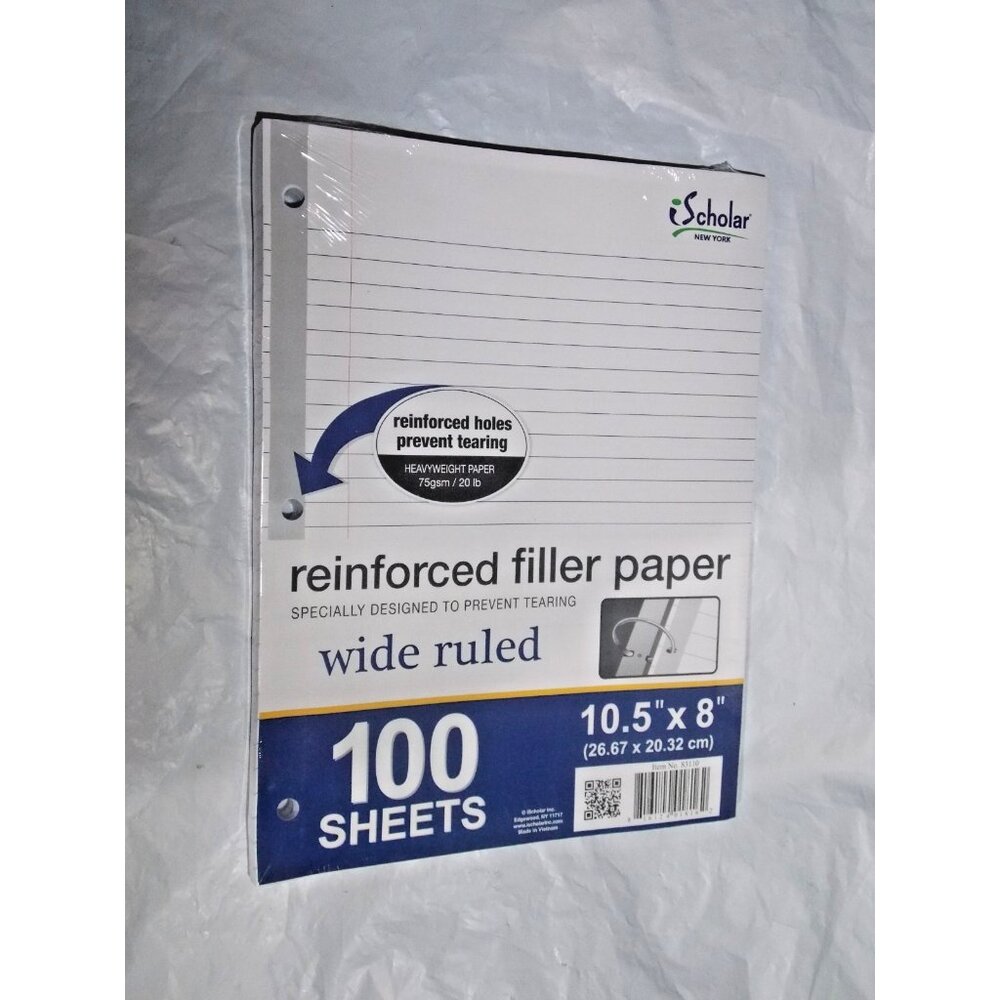 Reinforced 3 ring Notebook Filler Paper 100 sheet by iScholar